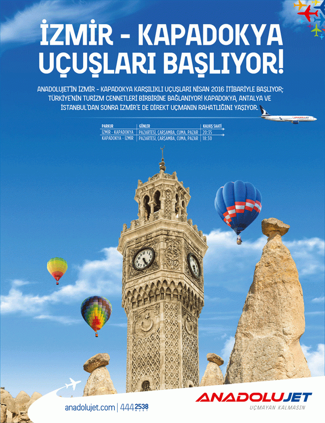 AnadoluJet'in Kapadokya-İzmir Uçuşlar Başlıyor