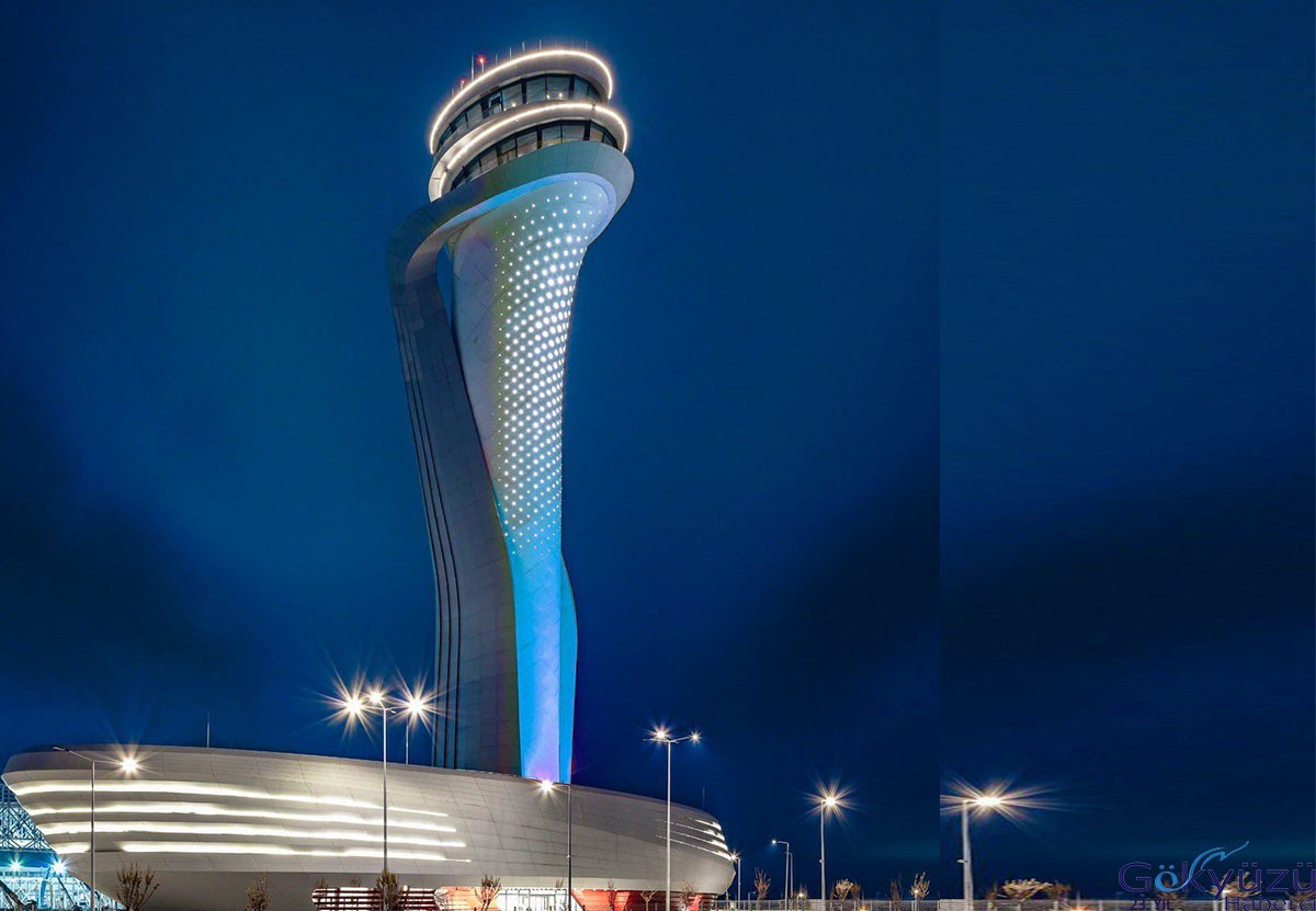İstanbul Havalimanı kontrol kulesi maviye büründü
